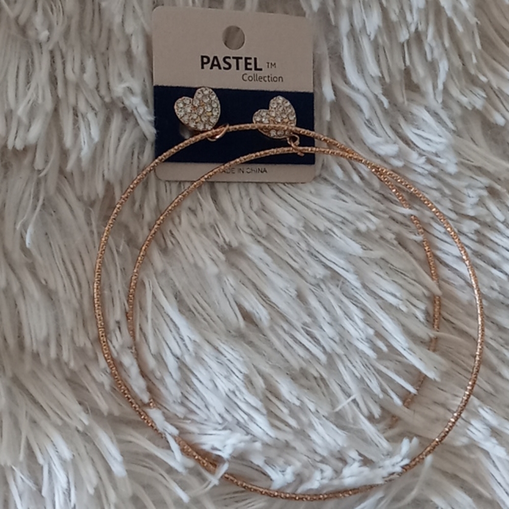 Pastel Collection Clip-ons gold heart and hoops